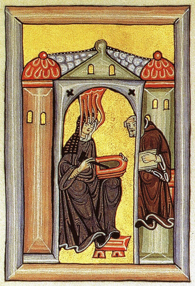 Hildegarde de Bingen fut une mystique bénédictine du XIIème siècle, compositrice, auteure d'ouvrages spirituels et de traités de médecine.