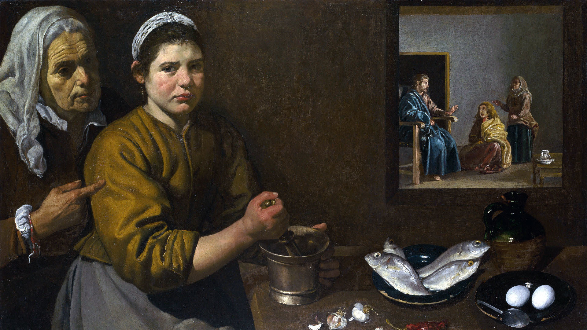 “Christ dans la maison de Marthe et Marie“, de Diego Velasquez. Huile sur toile, 1618. National Gallery de Londres. | Domaine public.