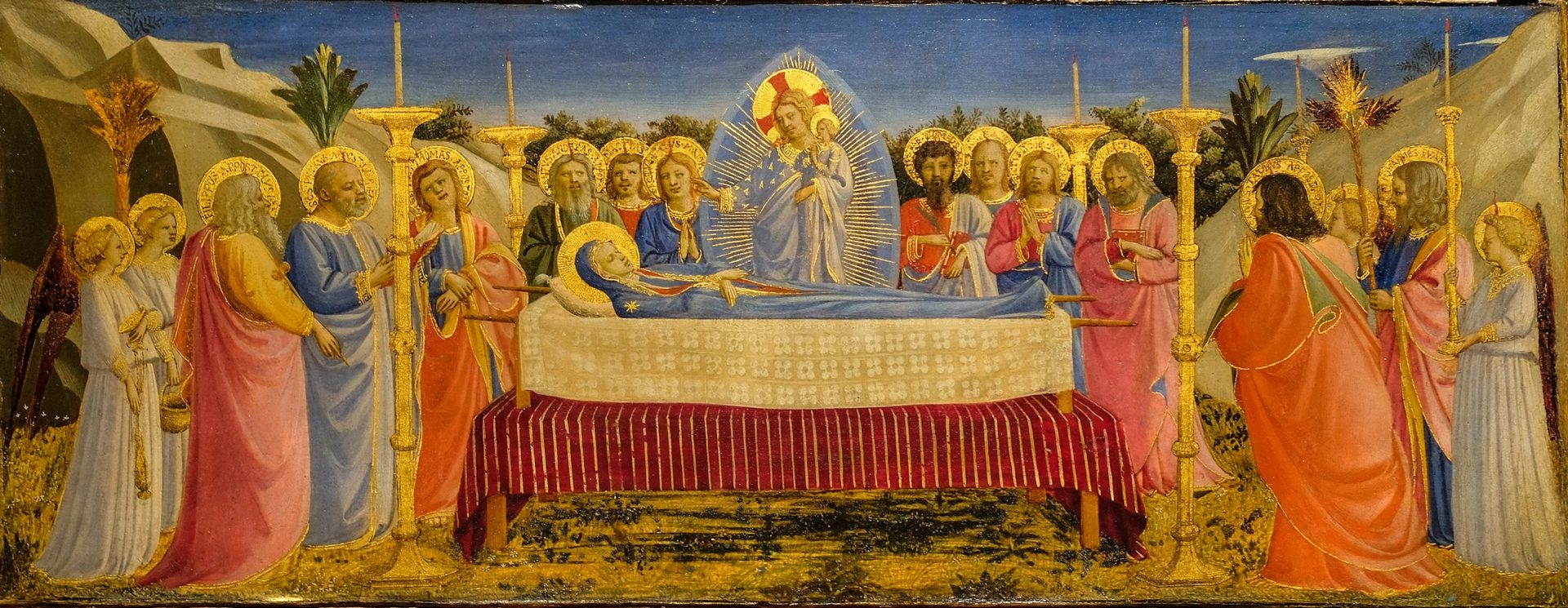 En 1431, le peintre italien Fra Angelico respecte encore le canon bytzantin de la représentation de la Dormition de la Vierge Marie | domaine public