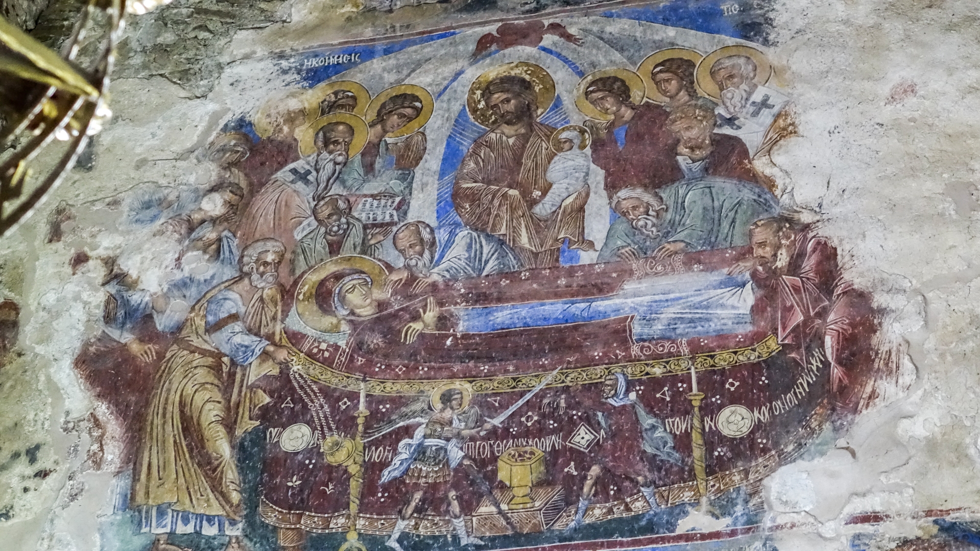 Fresque de la Dormition de la Vierge, dans l'église du monastère de Nekressi, en Géorgie | © Maurice Page 