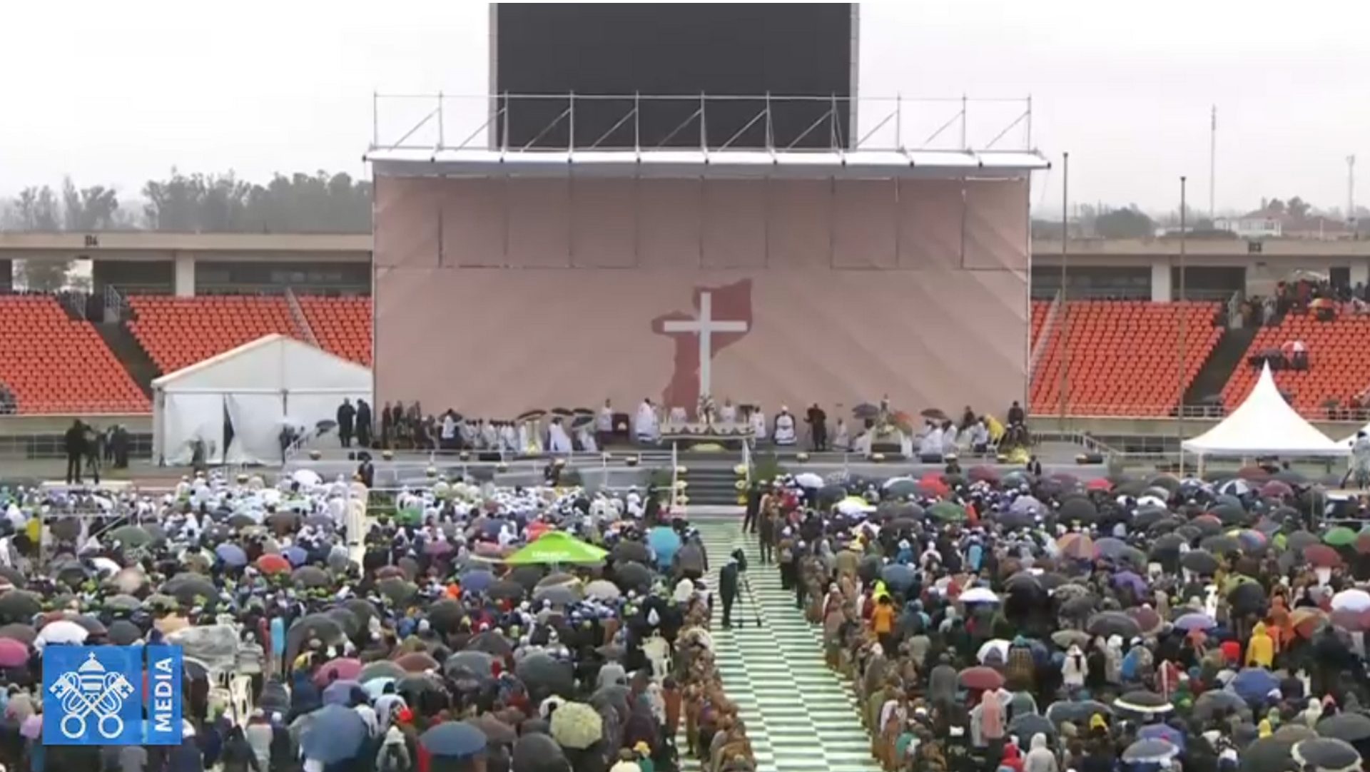 Le pape François célébre la messe au stade de Zimpeto, au Mozambique | capture d'écran Vatican media