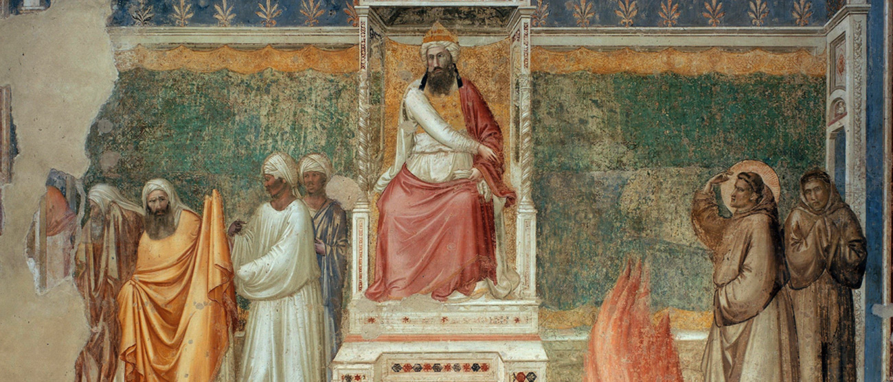 Giotto di Bondone: Scène de la vie de Saint Francois – 6. St Francois devant le Sultan d’Egypte, vers 1325, Cappella Bardi Florence | DR