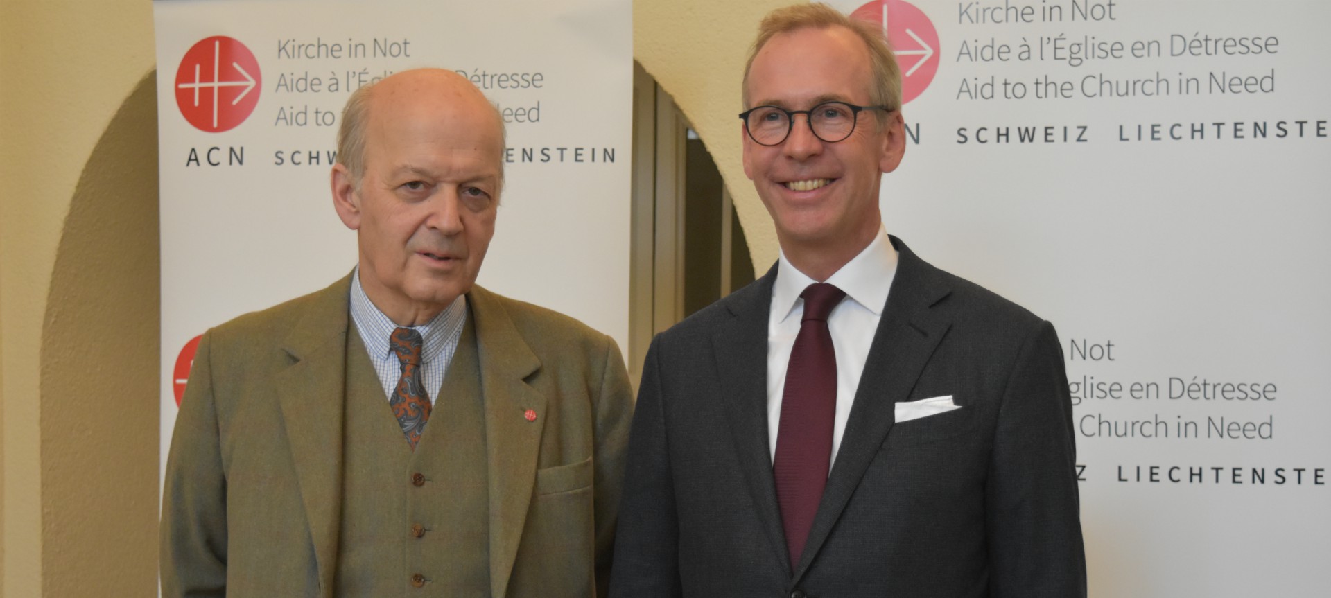 Le président exécutif d’ACN international  Thomas Heine-Geldern, avec le président de la section suisse Jean de Skowronski | © Jacques Berset