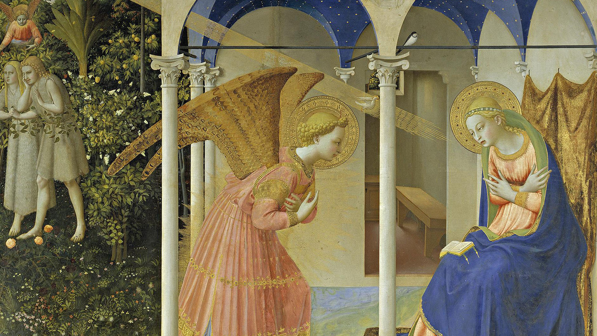 "L'annonciation", tempera sur bois. Par Fra Angelico, vers 1425 | Domaine public