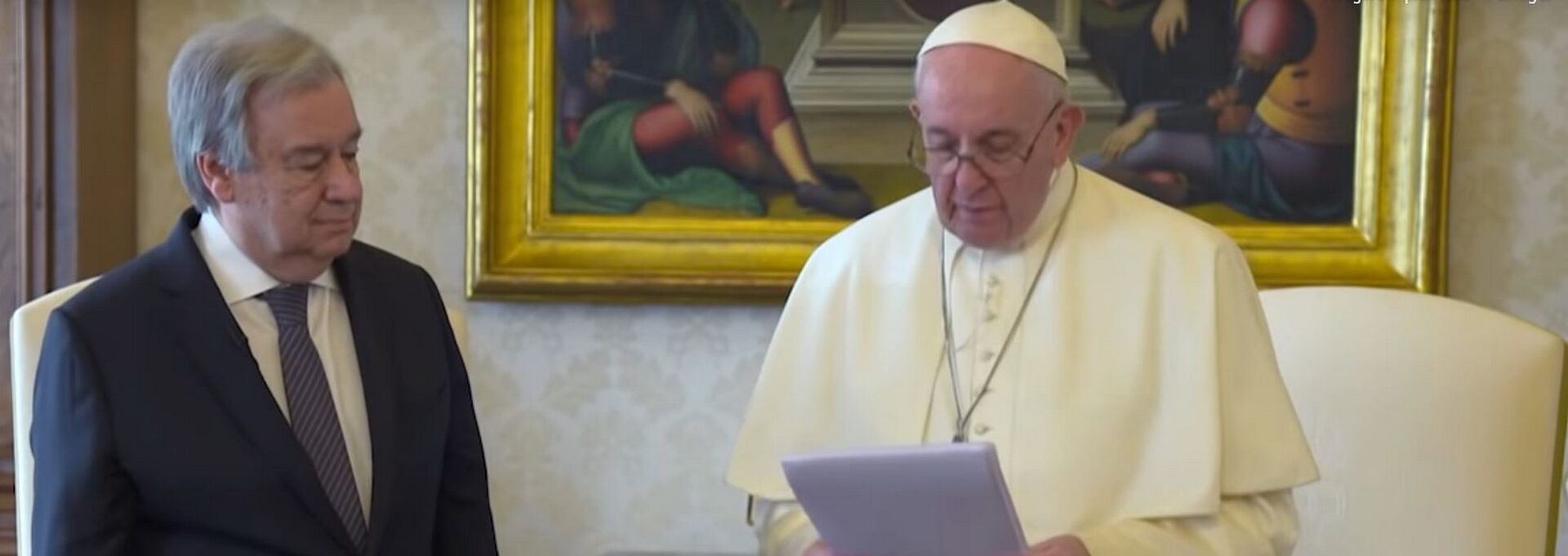 Le pape François et le secrétaire général de l'ONU Antonio Guterres | capture d'écran Vatican News