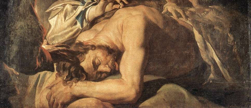 Détail du tableau "Samson et Dalila", par Matthias Stom (1615-1649)