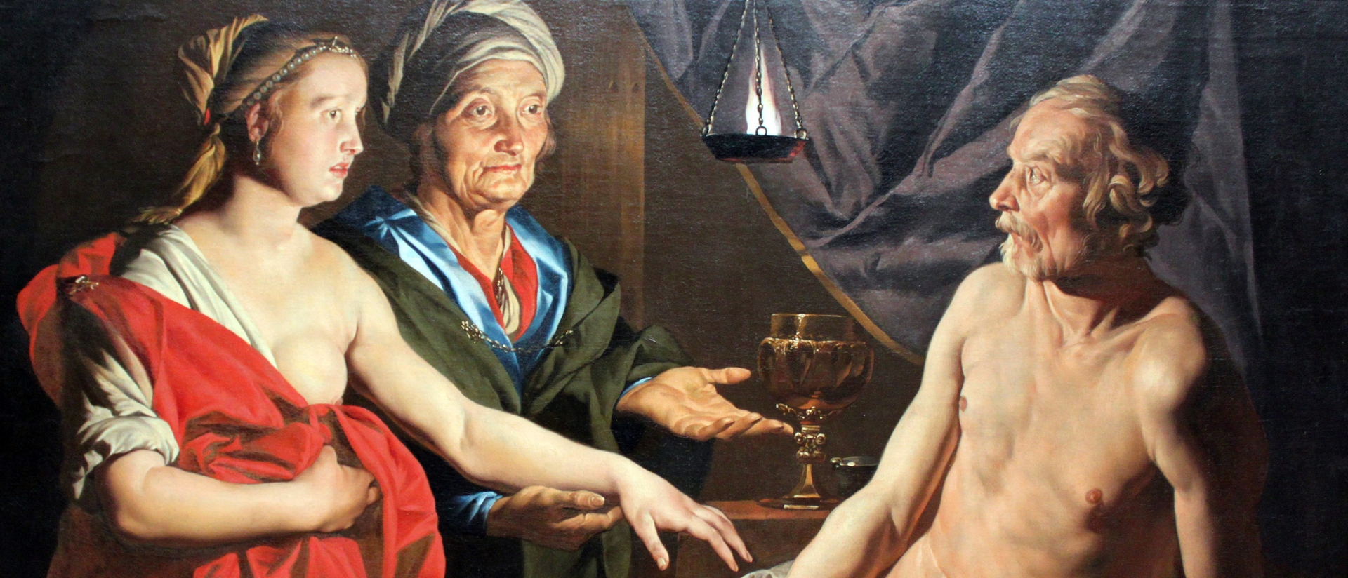 Sarah amène à Abraham sa servante Agar, toile de Matthias Stomer, 1638, Musée Condé de Chantilly