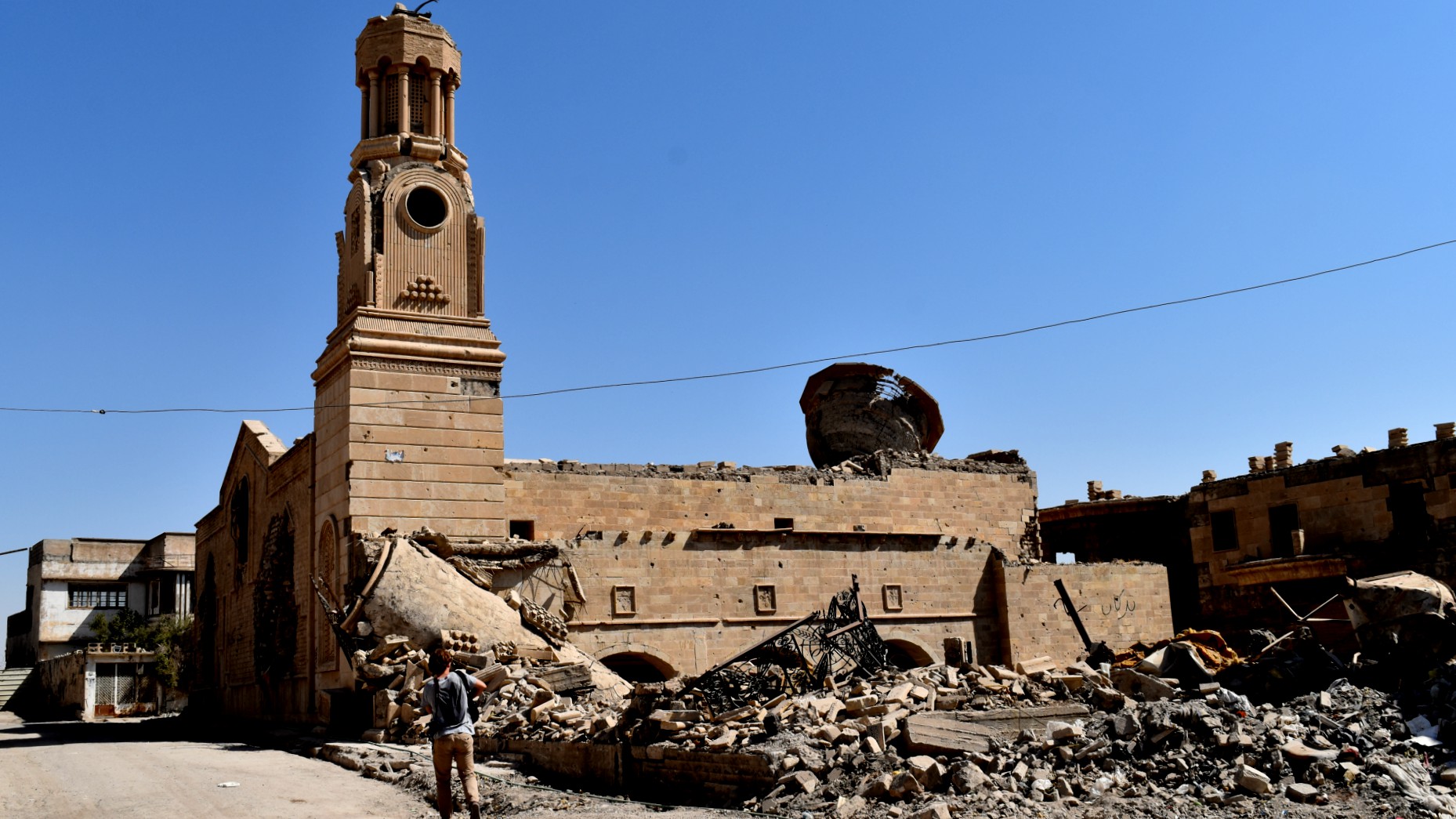 L’église chaldéenne d’al-Tahira, à Mossoul, a été dépouillée de la statue de la Vierge au sommet de son clocher | © Jacques Berset