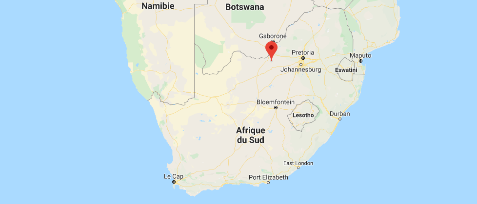Le Père Hollanders a été tué à Bodibe, au nord de l'Afrique du Sud (Google Maps)