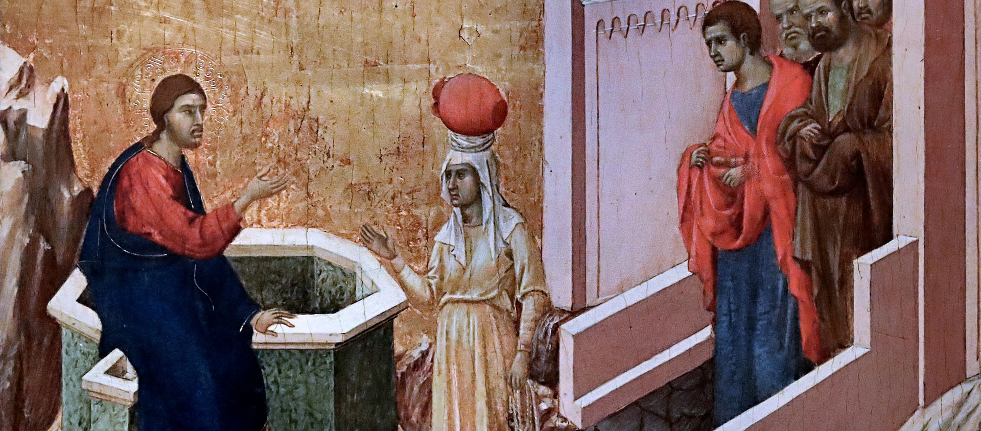 "Le Christ et la Samaritaine". Duccio di Buoninsegna, peinture sur bois, 1311. Détail  | © Flickr/J.L.Mazieres/CC BY-NC-SA 2.0