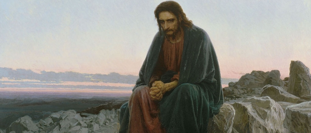 Au démon qui le tente, Jésus répond: "Il est dit: l'homme ne vit pas seulement de pain." Le Christ au désert, Ivan Kramskoi 1872 
