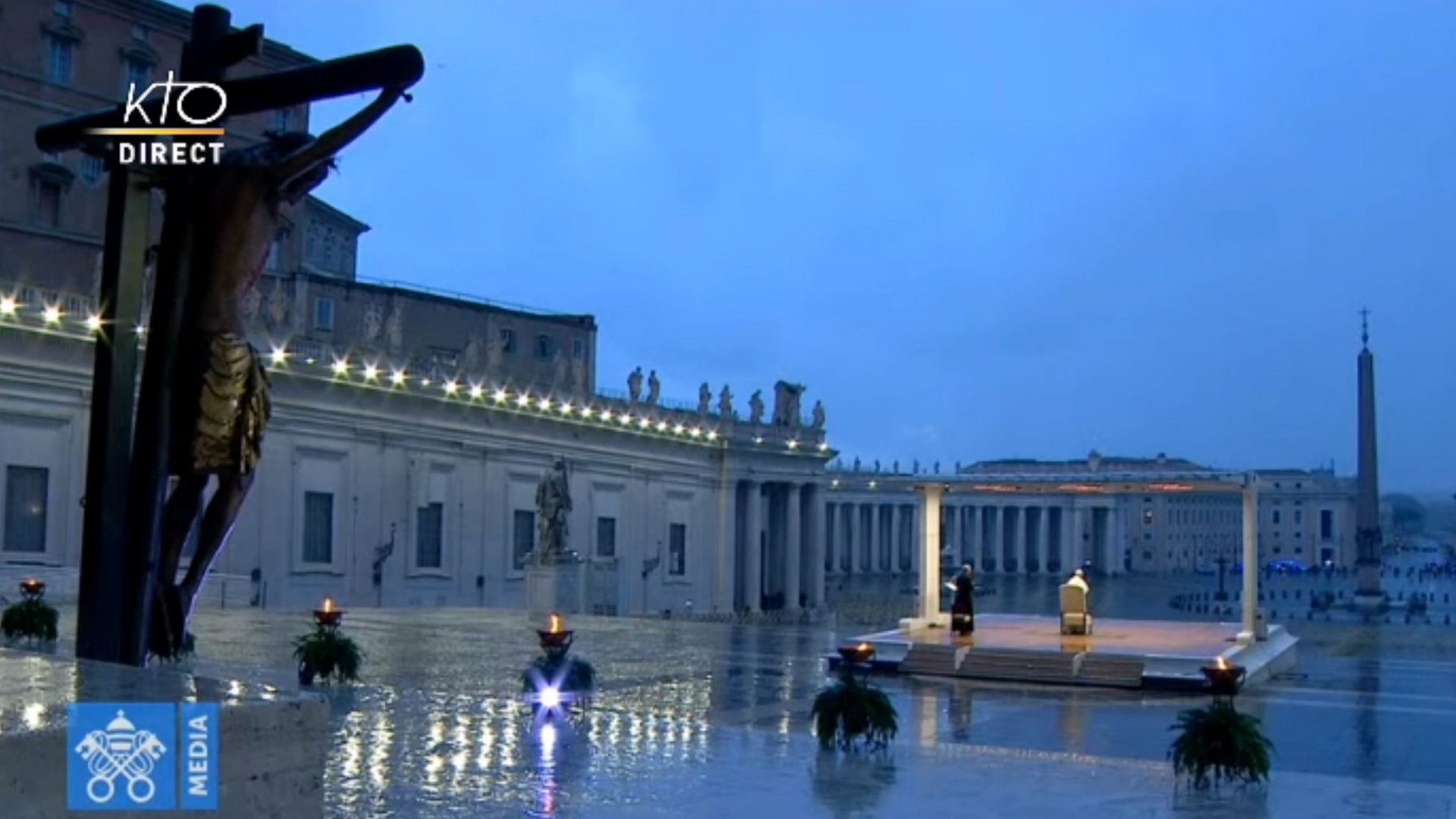 A l'image de la veillée de prière du 28 mars dernier, le pontificat s'annonce solitaire pour 2020 | capture d'écran Vatican Media 