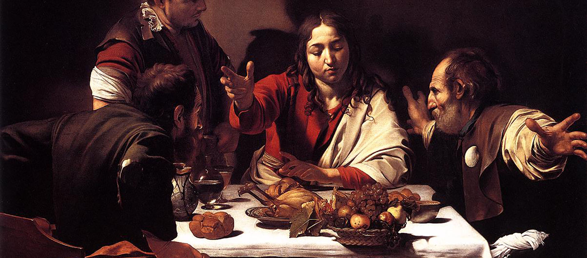 "Le souper à Emmaüs", détail. Le Caravage, 1601-1602. National Galery Londres | Domaine public