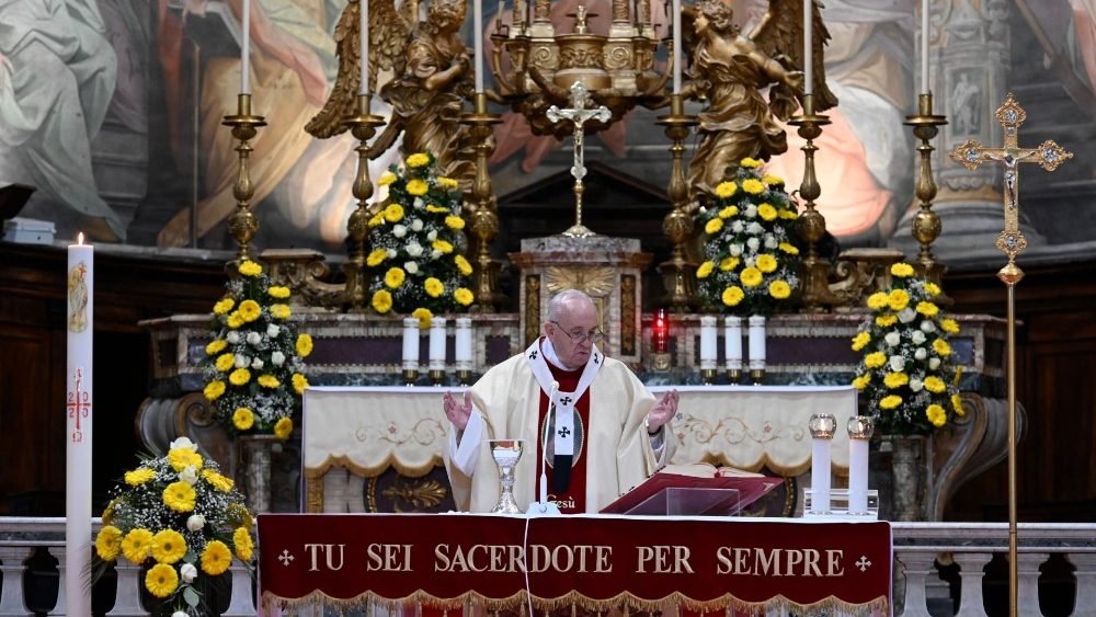 En 2020, le pape François a célébré la messe de la Divine miséricorde en l'église Santo Spirito in Sassia de Rome | © Vatican Media