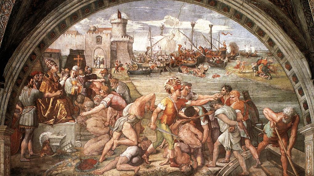 La bataille d'Ostie contre les Sarassins par le peintre Raphaël
