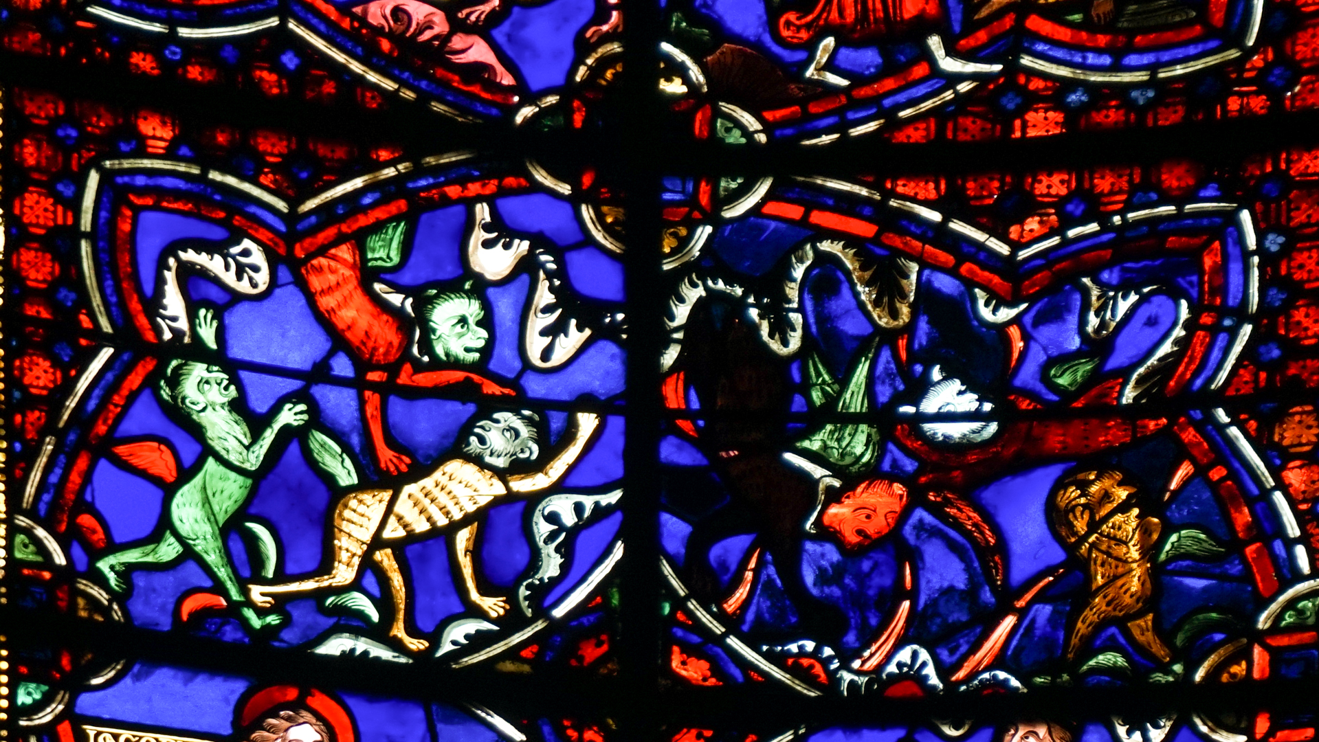 La ronde des démons vitrail de la Cathédrale de Bourges © Maurice Page 
