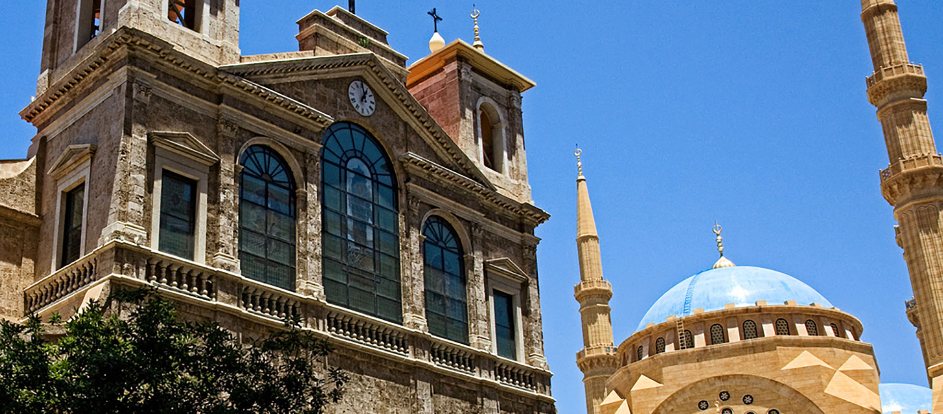 Les chrétiens représentent 25 à 30% de la population libanaise. Mosquée Mohamed al Amin et cathédrale maronite St Georges à Beyrouth | © Wikipedia/CC BY-SA 3.0