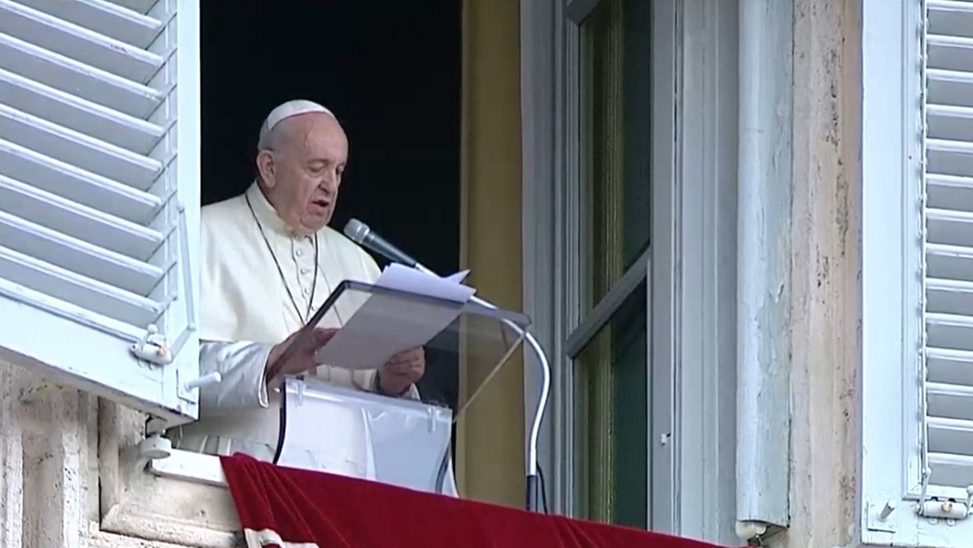 Le pape François lors de l'angelus | capture d'écran CTV