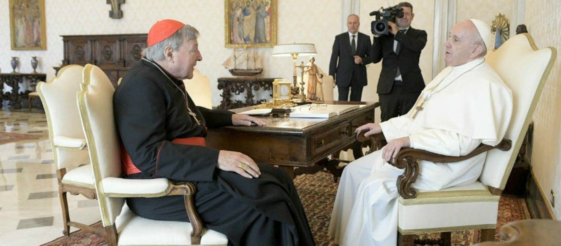 Le pape François a reçu en audience privée le cardinal australien George Pell le 12 octobre 2020 | ©  Vatican Media