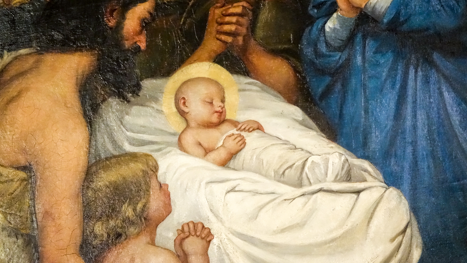 L'enfant Jésus de la crèche, retable de la nativité, église de Bulle | © Maurice Page