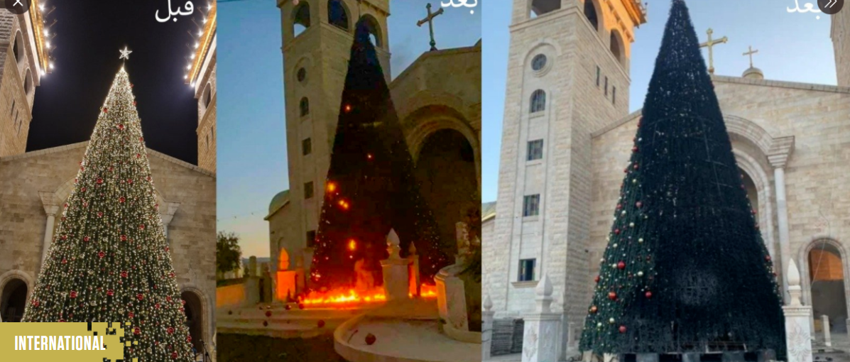 Sapins de Noël incendiés le jour de la Saint-Etienne 2020 à Sakhnin, en Galilée | twitter