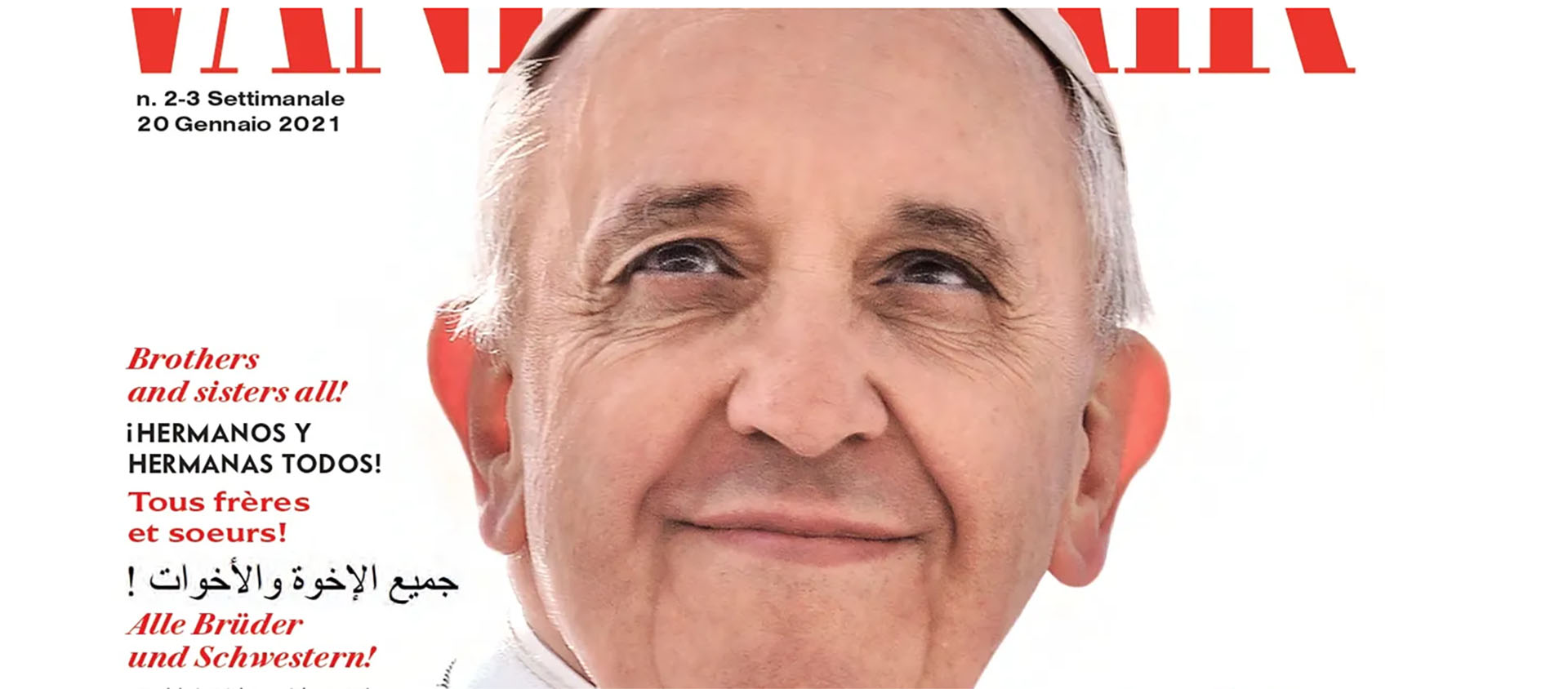 Le pape fait la couverture de l'édition de janvier de "Vanity Fair" Italie | Capture-écran