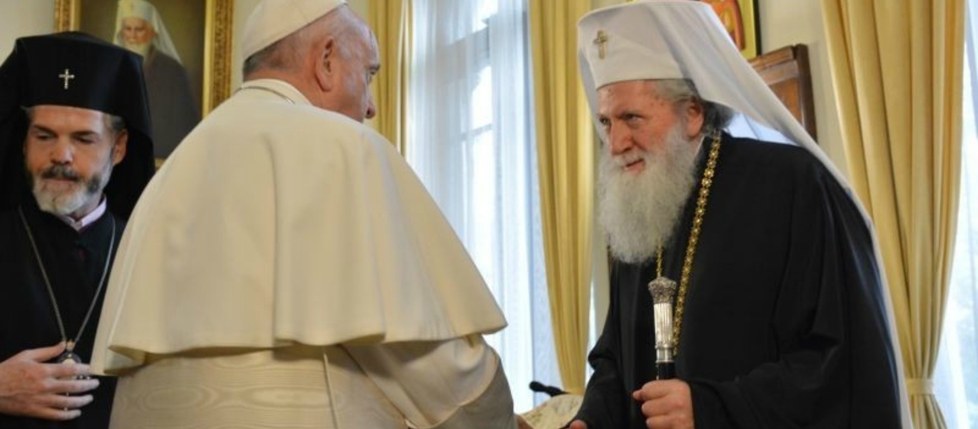 Le pape François accueilli par le patriarche Néophyte le 5 mai 2019 à Sofia |© Patriarcat orthodoxe de Bulgarie