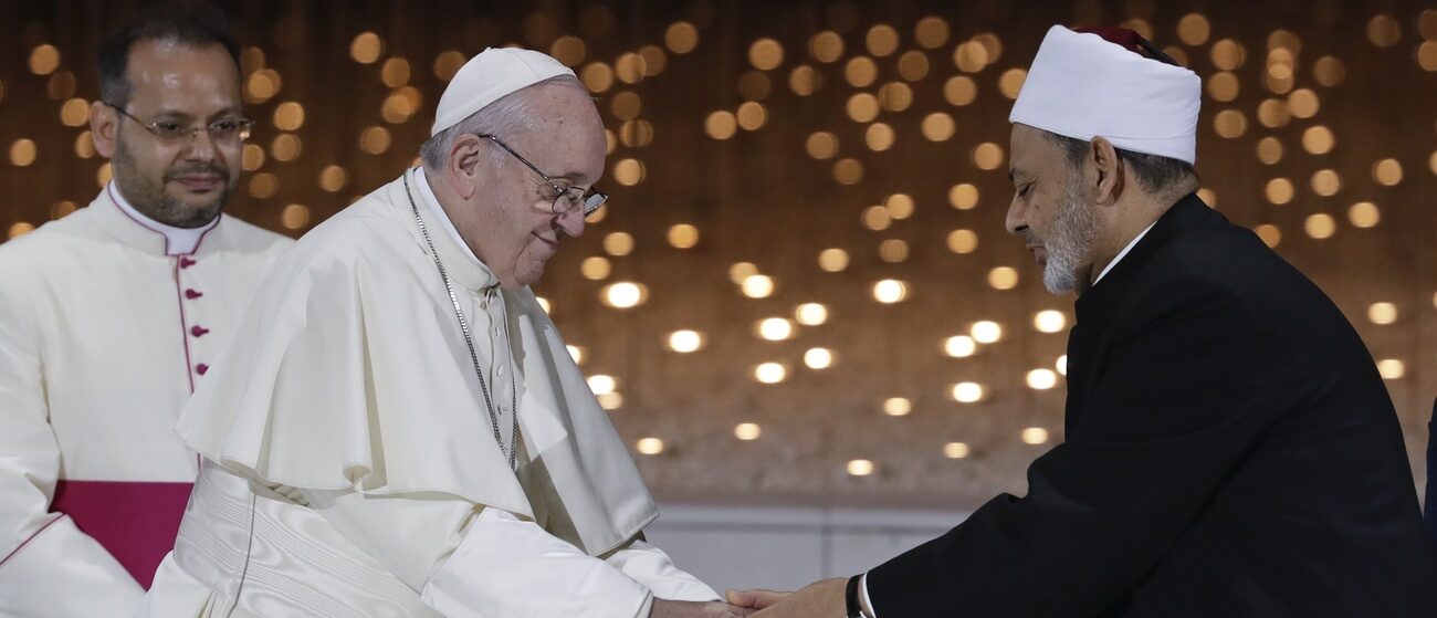 Le pape a rencontré le cheikh al-Tayyeb en "présentiel" aux Emirats arabes unis, le 4 février 2019 | © AP Photo/Andrew Medichini/Keystone