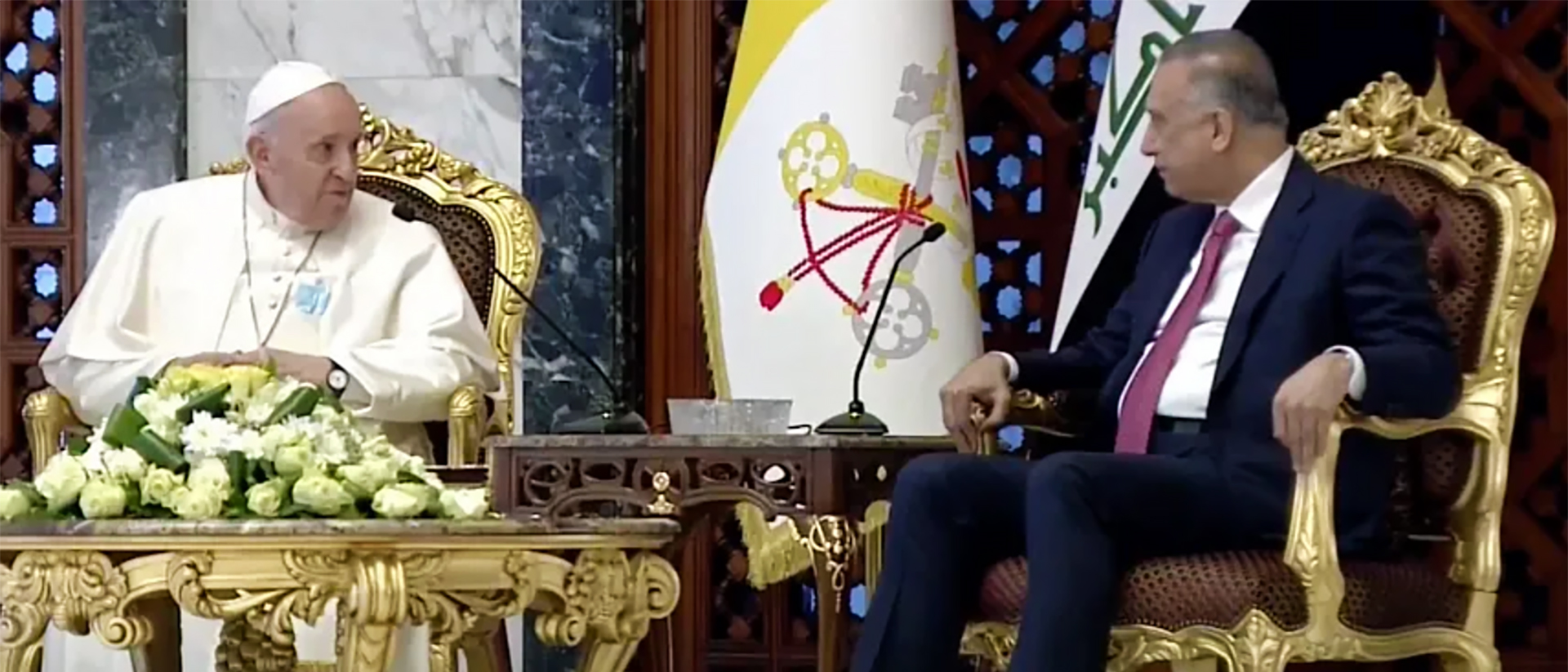 Le pape François et le Premier ministre irakien Mustafa Al-Kadhimi | © VaticanMedia