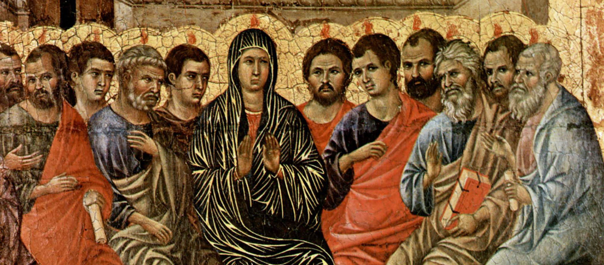"Quand il viendra, lui, l’Esprit de vérité,
il vous conduira dans la vérité tout entière." | Duccio di Buoninsegna, vers 1308. Tempera sur bois - Wikimedia