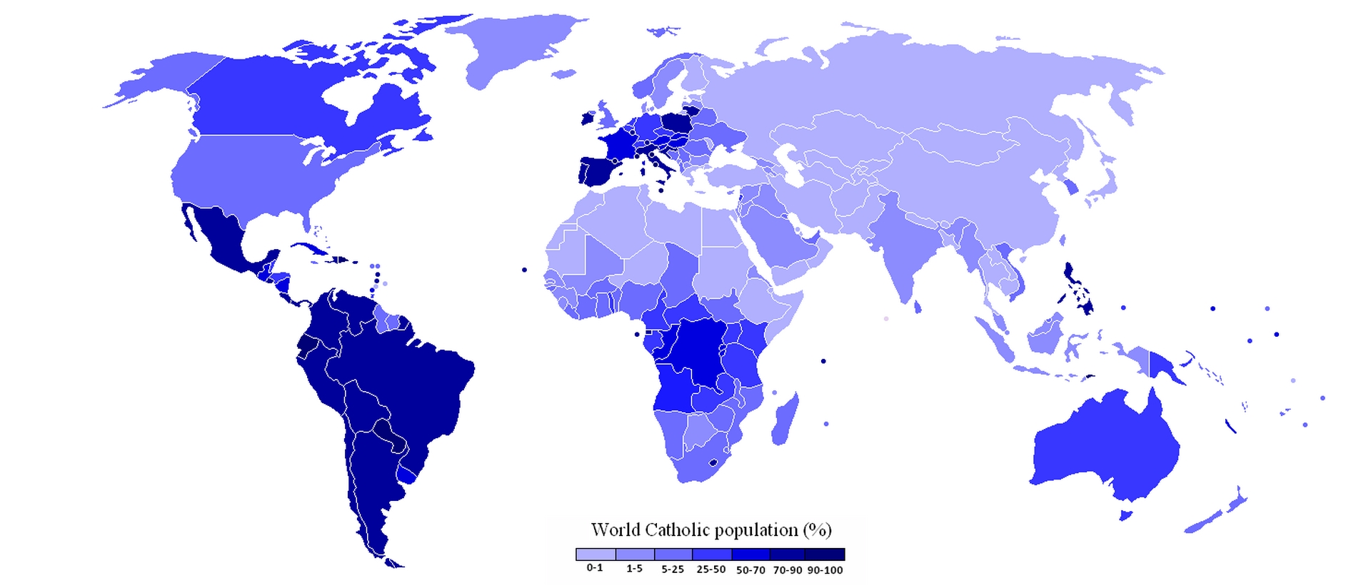 La proportion des catholiques dans le monde | wikimedia commons Starfunker226 CC-BY-3.0