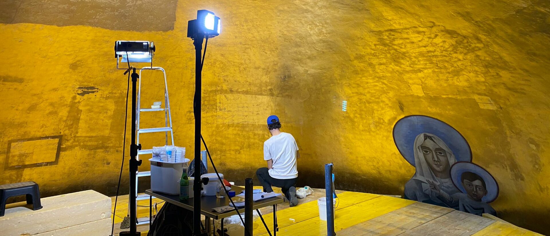 Les restaurateurs de la fresque de Gino Severini ont travaillé d'arrache-pied pendant six mois | © CONSORTIUM OLIVIER GUYOT JULIAN JAMES