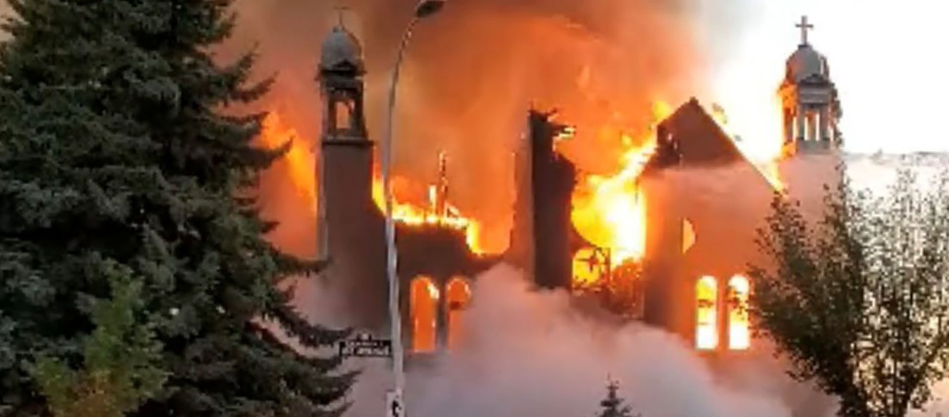 Une église de Morinville (Alberta), cible d'un incendie criminel en juin 2021 | Capture écran