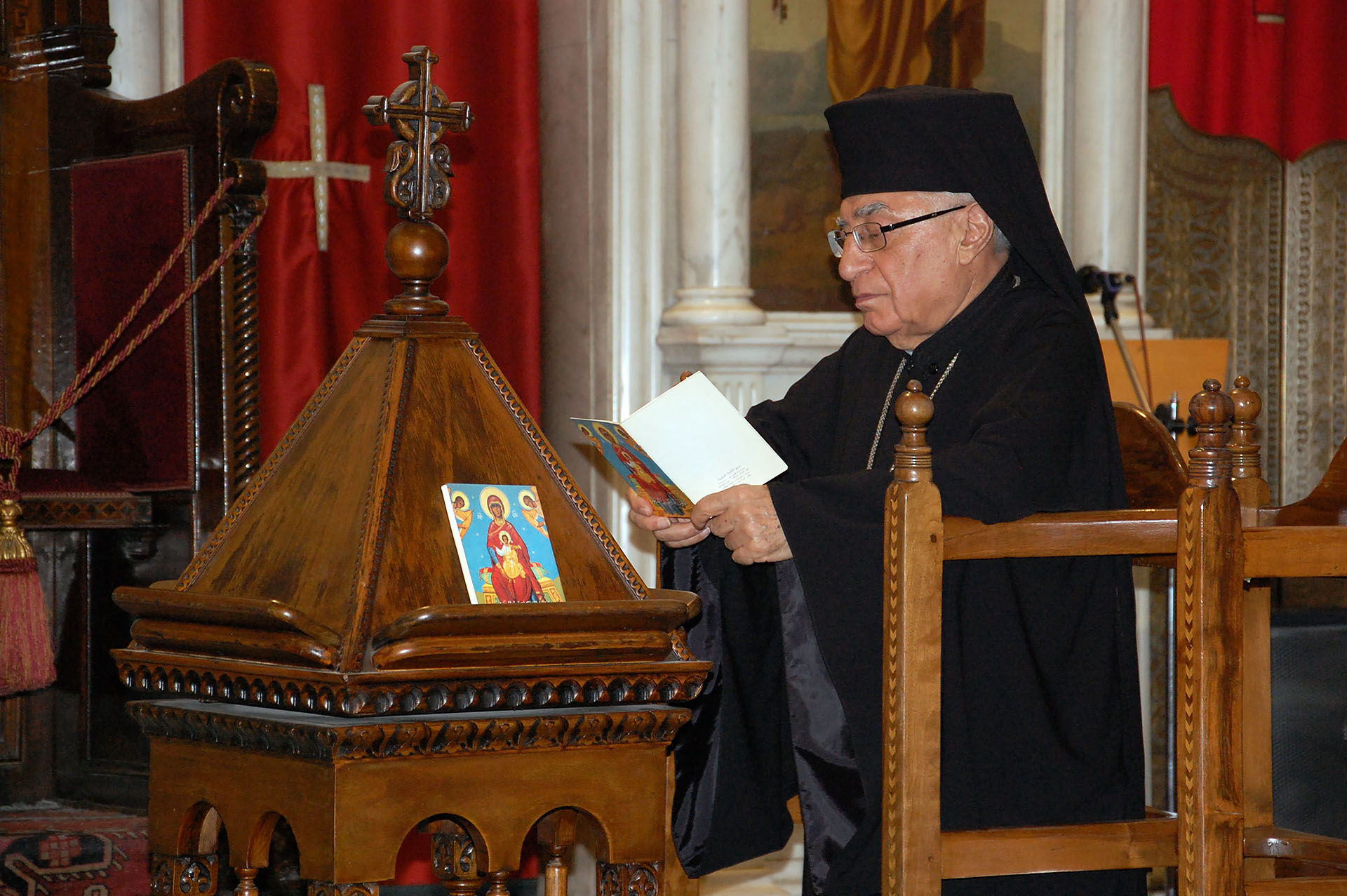 Le patriarche grec-catholique melkite Joseph Absi dans sa cathédrale Notre-Dame-de-la-Dormition | © Jacques Berset