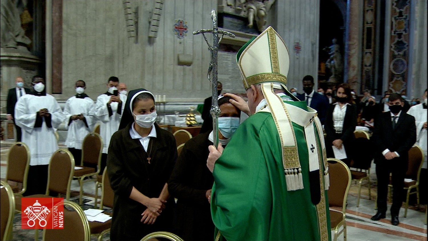 Le pape François a béni Sœur Gloria Cecilia Narvaez  le 9 octobre 2021, juste après la libération de la religieuse colombienne. | © Vaticannews