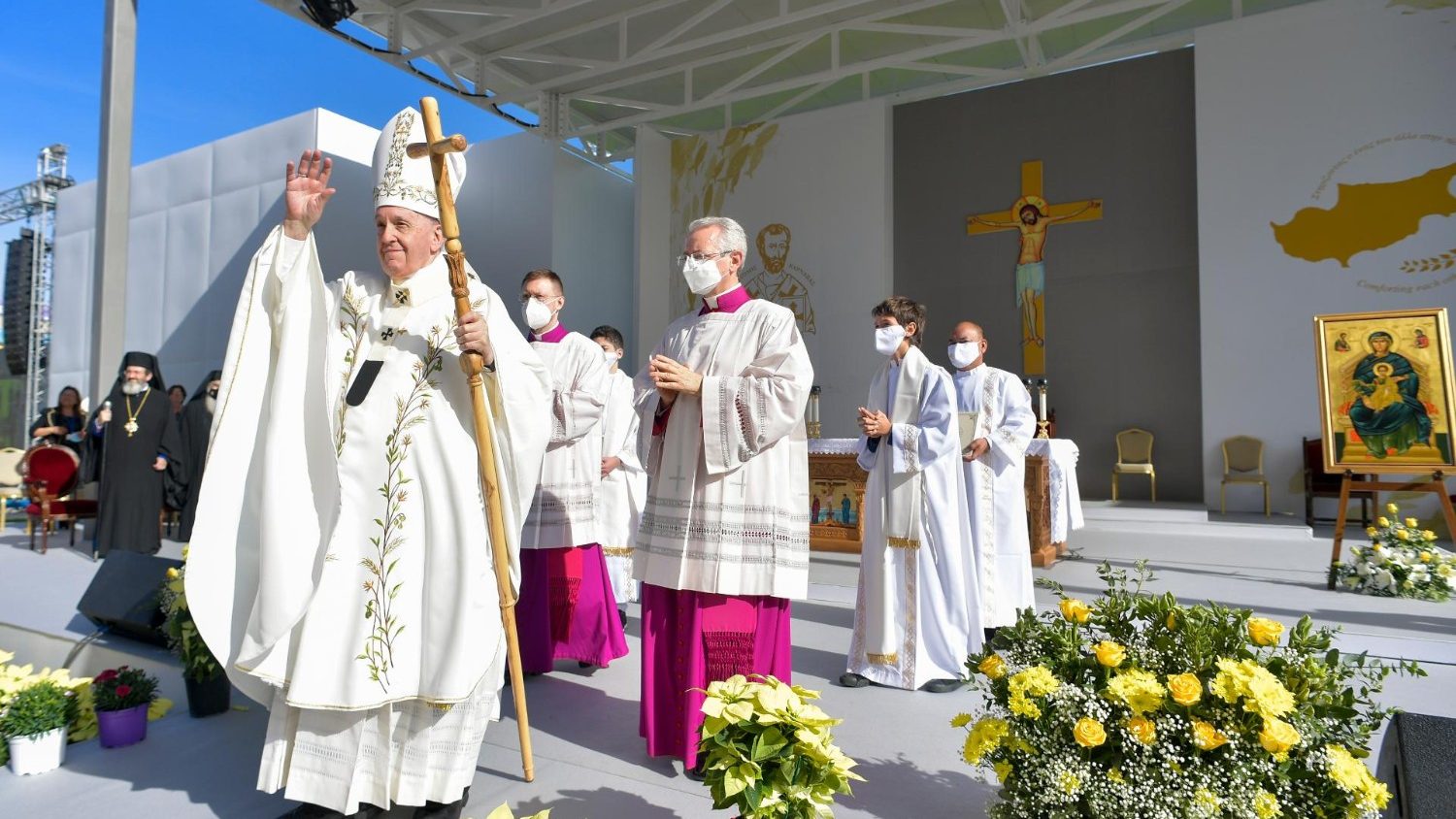 Le pape François a célébré la messe devant 10'000 catholiques à Nicosie | © Vatican Media