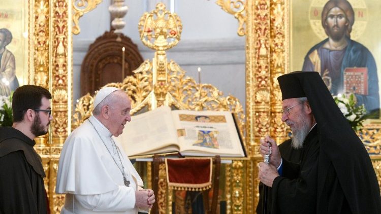 Le pape a rencontré le Saint-Synode de l'Eglise orthodoxe de Chypre | © Vatican Media 