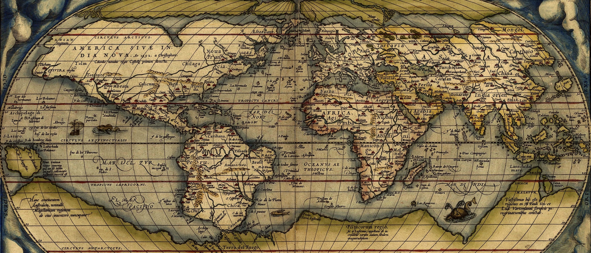 Mappemonde du géographe Abraham Ortelius de la fin du XVIe siècle 