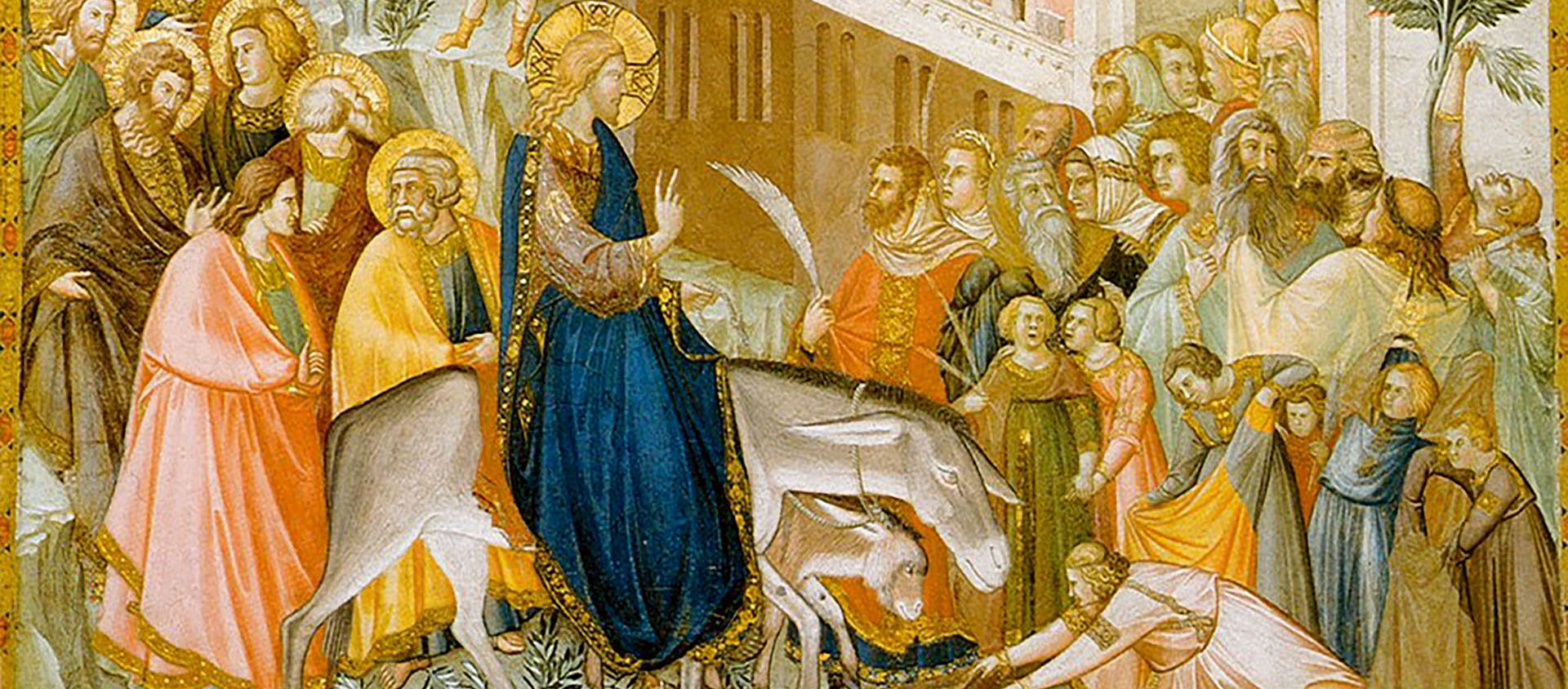 L'entrée de Jésus à Jérusalem. Pietro Lorenzetti, 1320. Détail | Wikipedia - Domaine publique