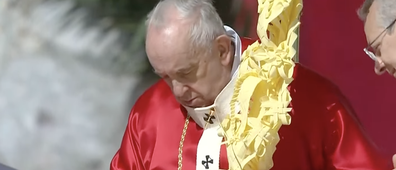 Lors de la célébration du Dimanche des Rameaux, le pape François a prié pour les victimes de la guerre | © Vatican Media, capture d'écran