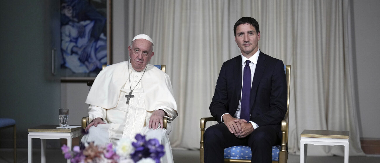 Le pape François a rencontré le Premier ministre canadien Justin Trudeau, le 27 juillet 2022 à Québec | © Nathan Denette/The Canadian Press via AP/Keystone