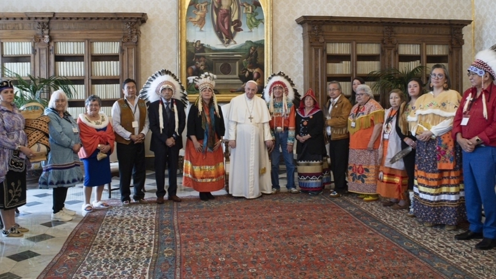 Le pape François avec des représentants des Premières Nations  | Vatican Media 