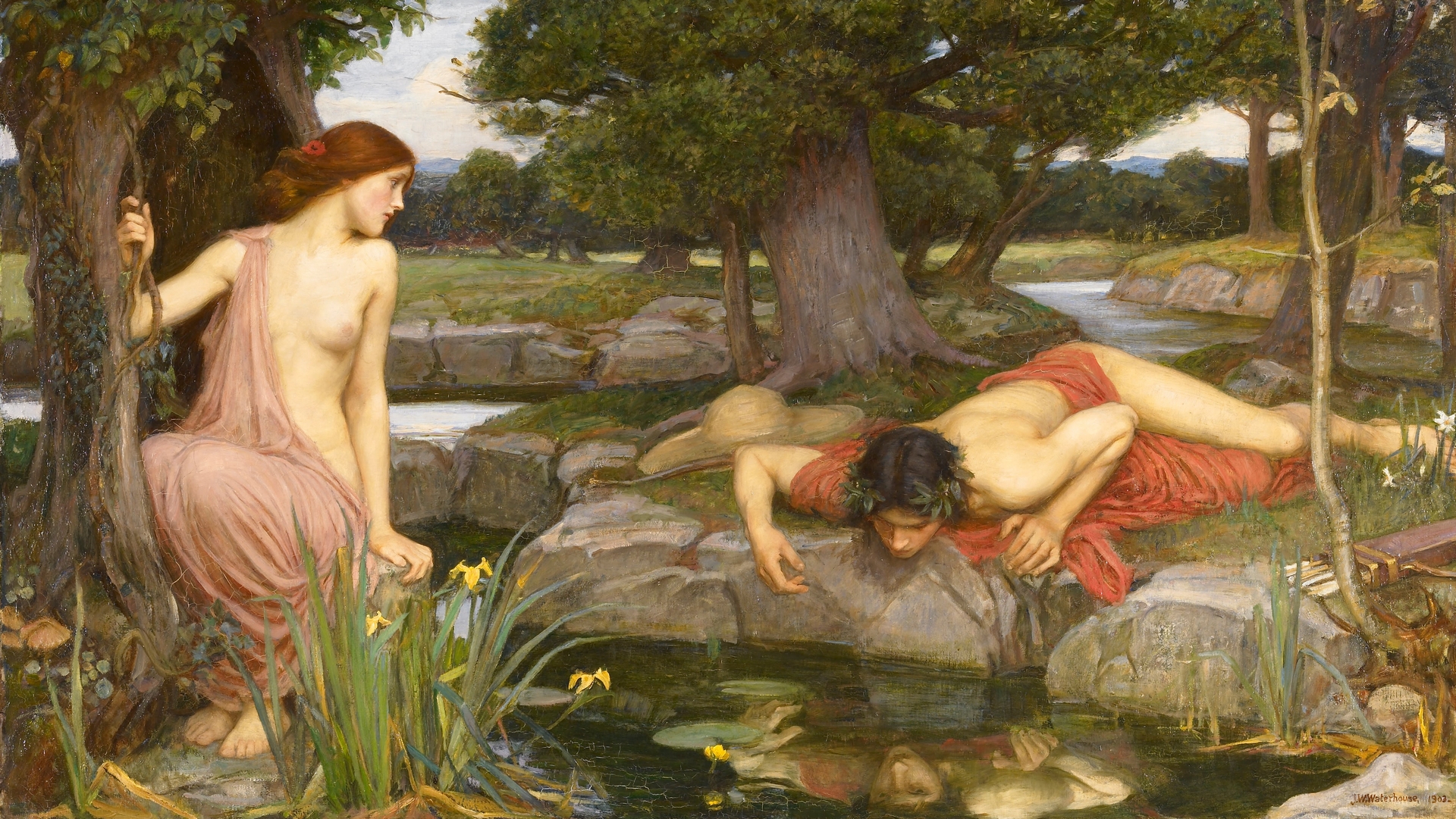 Le mythe de Narcisse par le peintre britannique John William Waterhouse, 1903 