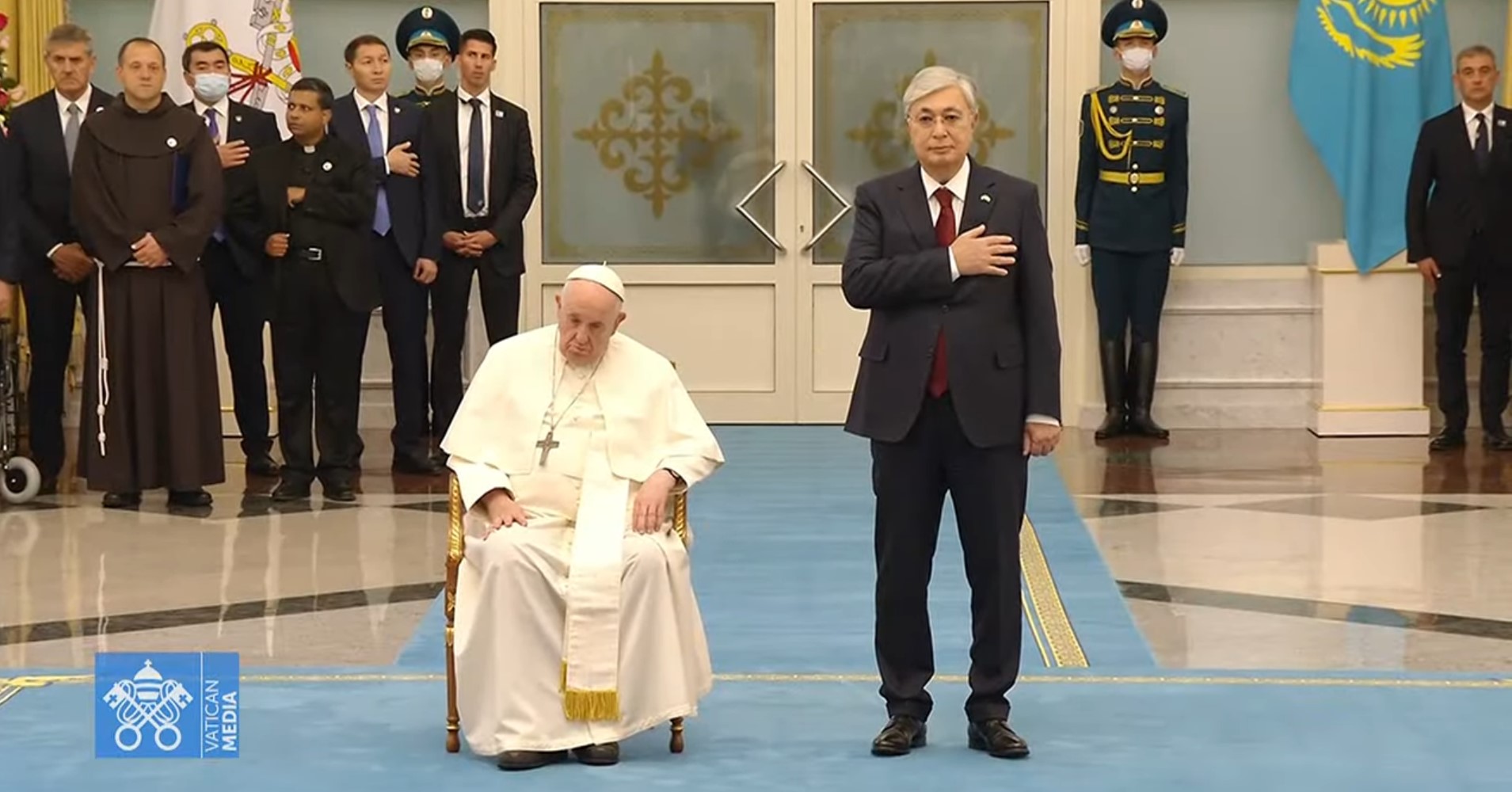 Le pape François a été reçu au Kazakhstan par le président Kassym-Jomart Tokaïev | Capture d'écran Vatican Media