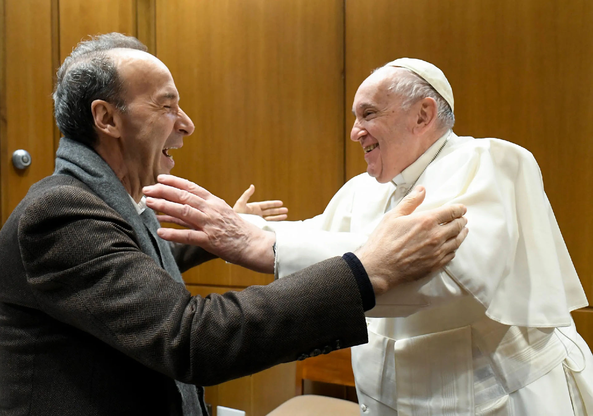Cette rencontre a eu lieu à la veille de la diffusion d’un spectacle de l’acteur sur la figure de saint François d’Assise | © Vatican Media