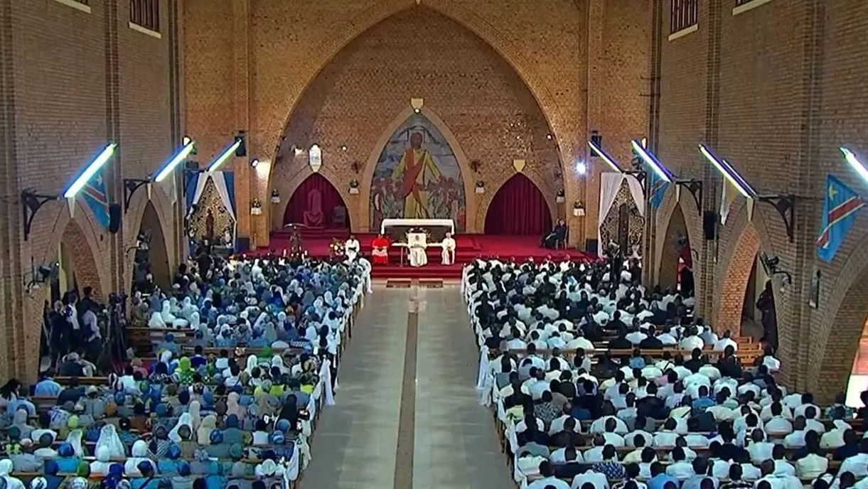 Le pape François à la cathédrale de Kinshasa | capture d'écran Vatican media 
