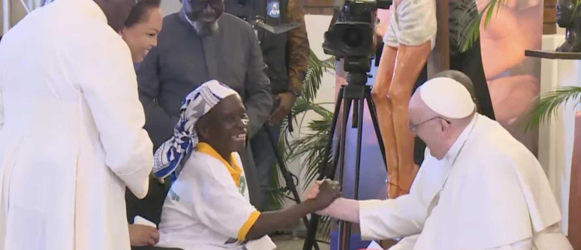 Le 1er février 2023 à Kinshasa, le pape François a rencontré des personnes prises en charge par des organismes de charité | © Vatican Media