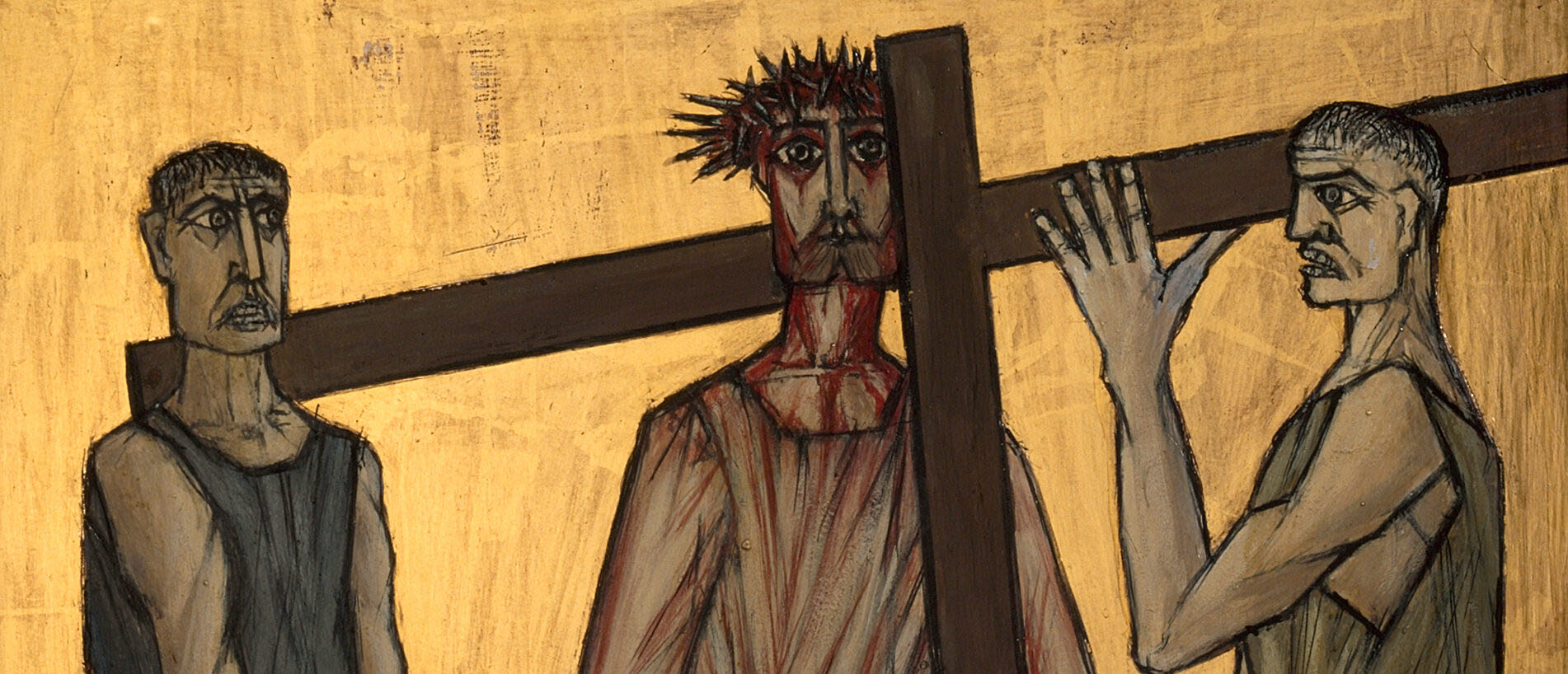 Armand Niquille, Chemin de Croix du Christ-Roi, Fribourg, 1955, Station 2, Jésus est chargé de sa croix | © Fondation Armand Niquille