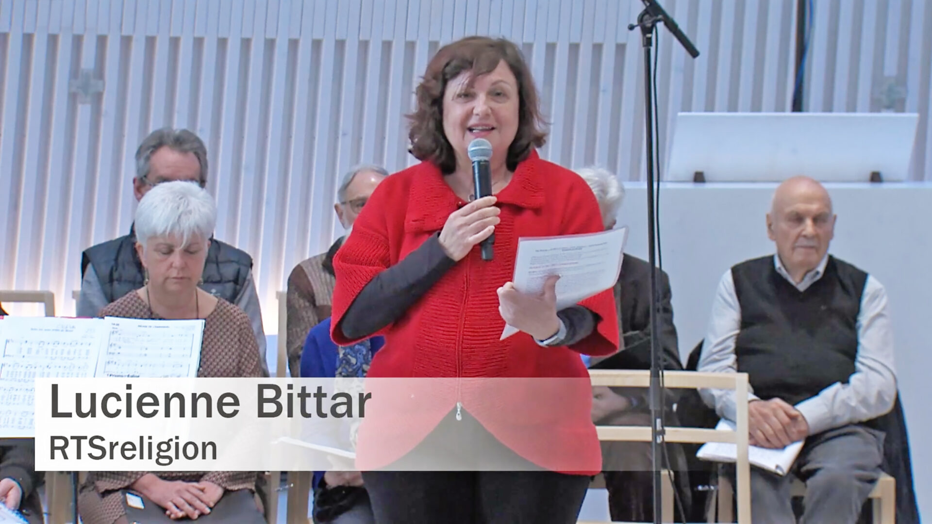 Lucienne Bittar à la présentation de la messe radio à Gland, le 26 février 2023 | © Cleanfeed