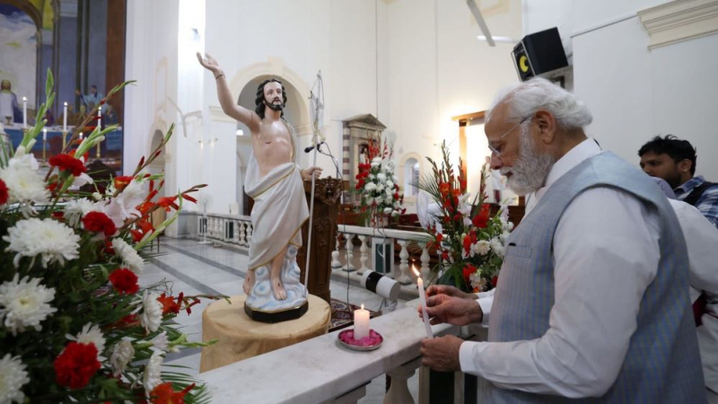 Le Premier ministre indien Narendra Modi s'est rendu à la cathédrale de Dehli pour le jour de Pâques | DR 